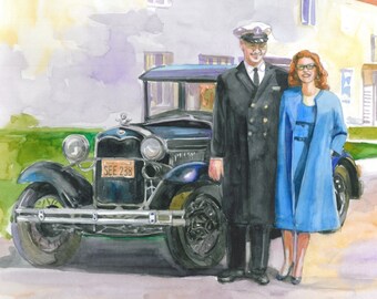Old car painting | Etsy