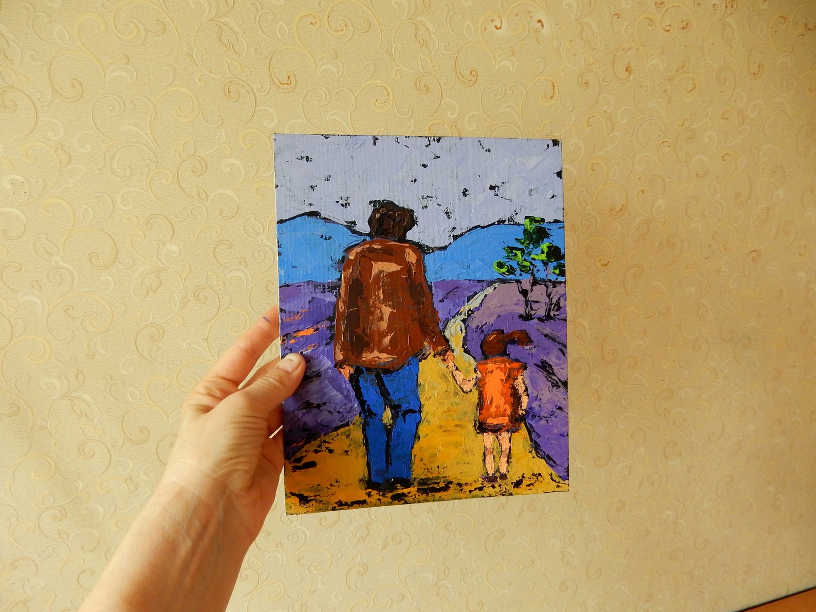 Father Daughter Painting Original Art Family Painting People Etsy