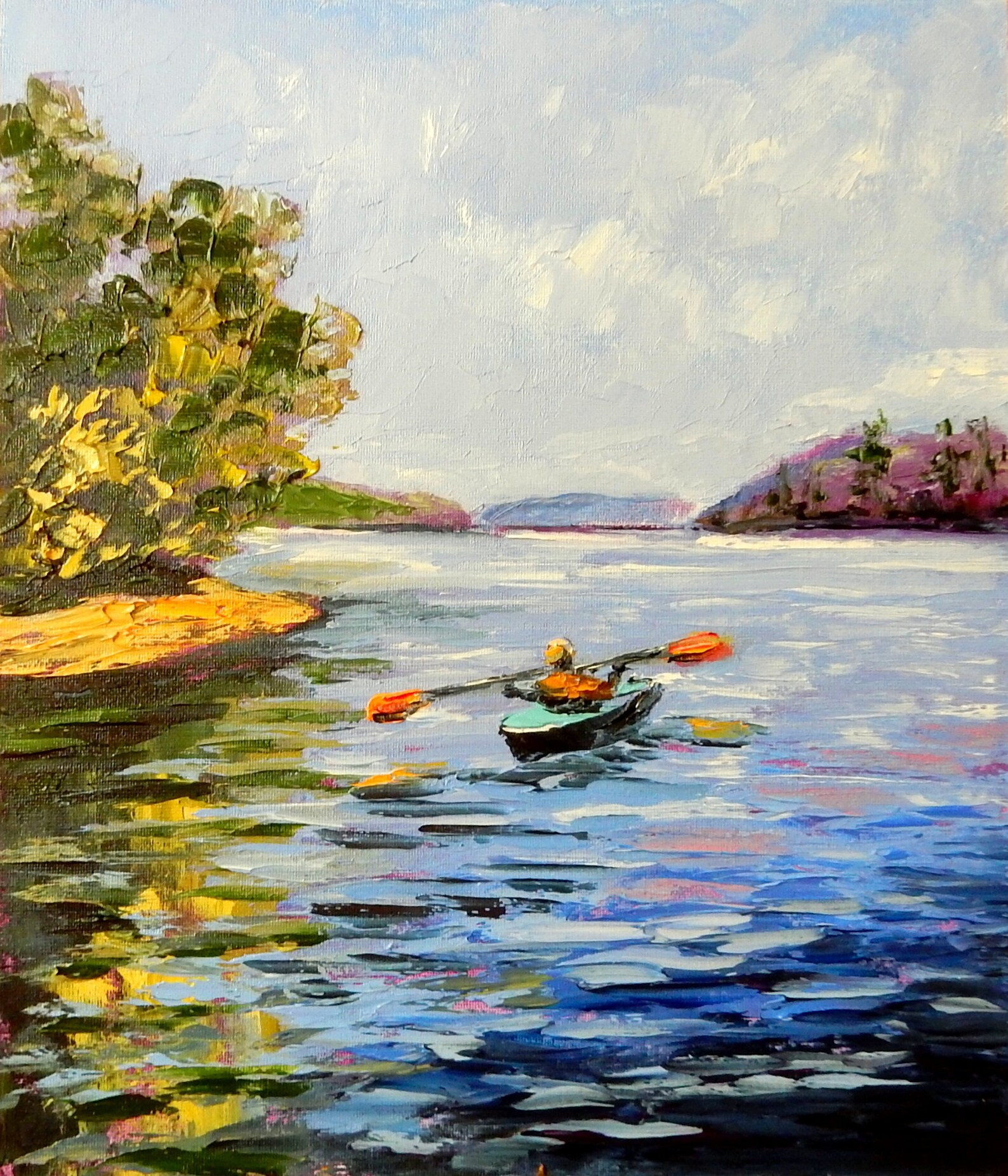 Kayak Painting Original Art Lake Tahoe Painting Scenery Etsy