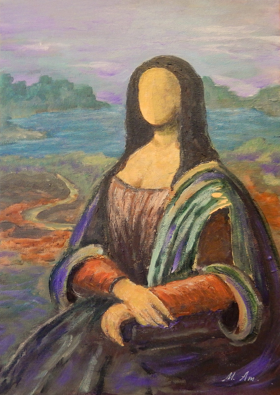 Mona Lisa Painting Original Art Woman Portrait Painting | Etsy