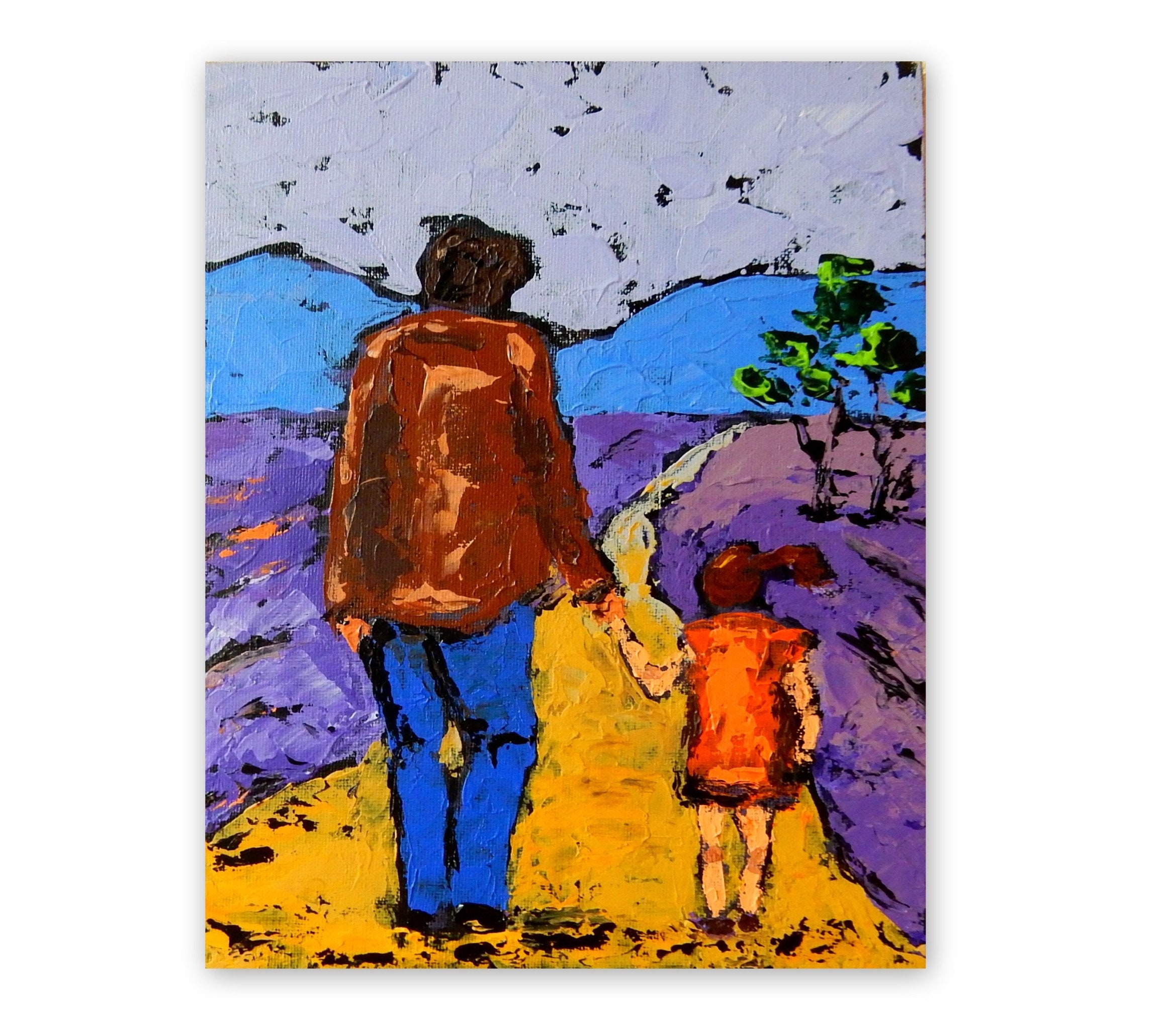 Father Daughter Painting Original Art Family Painting People Etsy