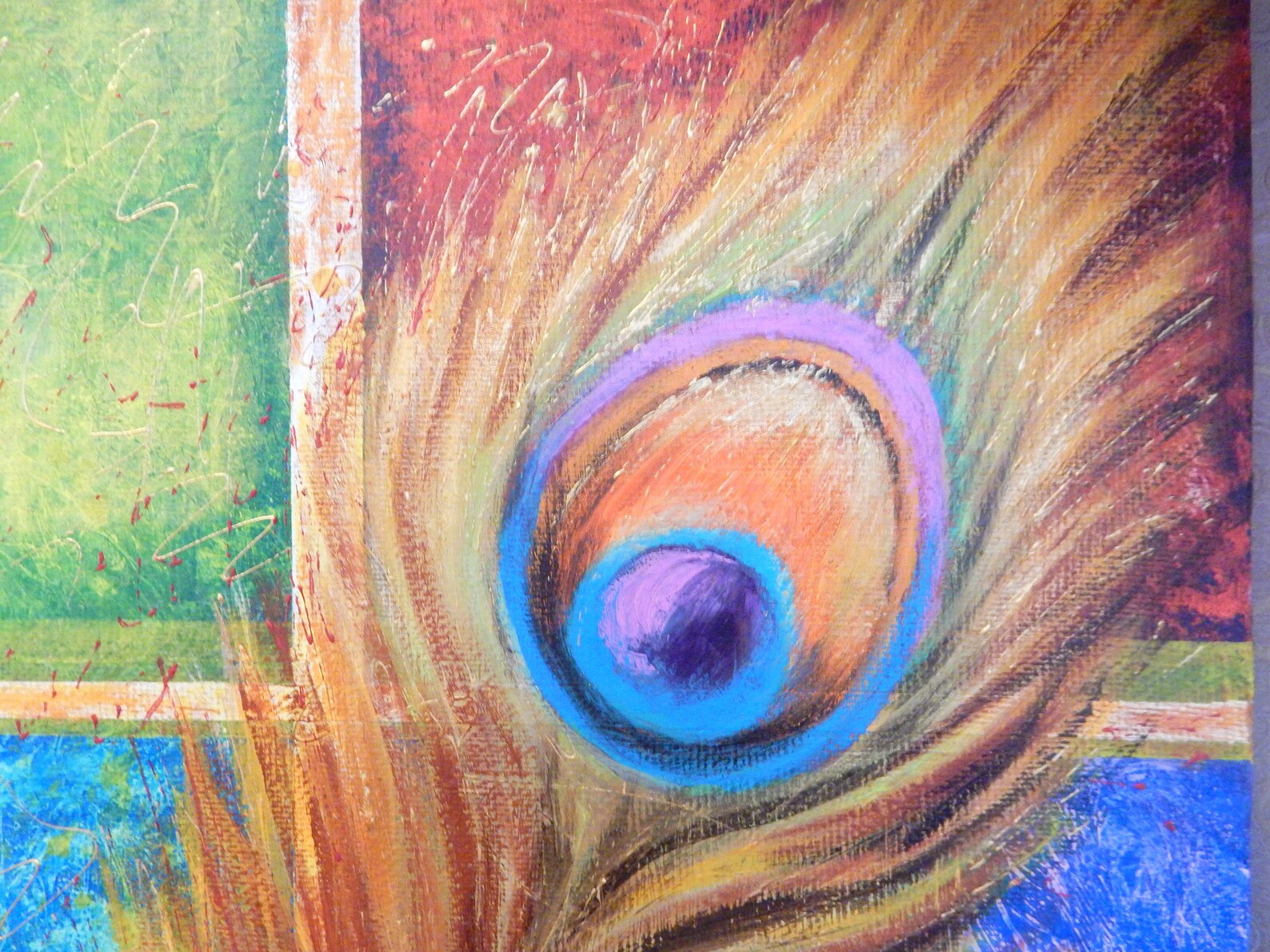 Peacock Feather Painting Original Art Canvas Art 20 by Etsy