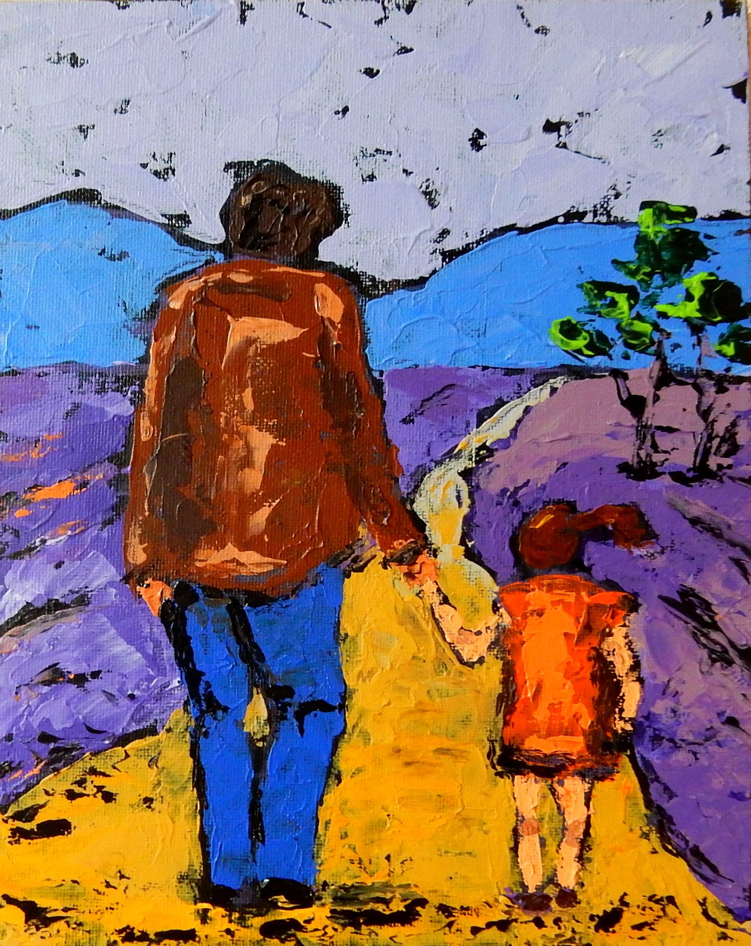 Father Daughter Painting Original Art Family Painting People Etsy