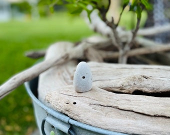 Flat side pillar vesicular Beach tumbled gray stones / zen rock supply/ terrariam specimen art garden mosaic vesicle