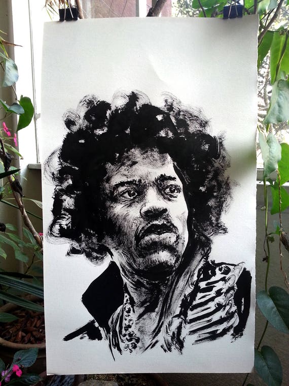 Jimmy Hendrix Quadri Famosi Arte Pittura Ritratto Etsy