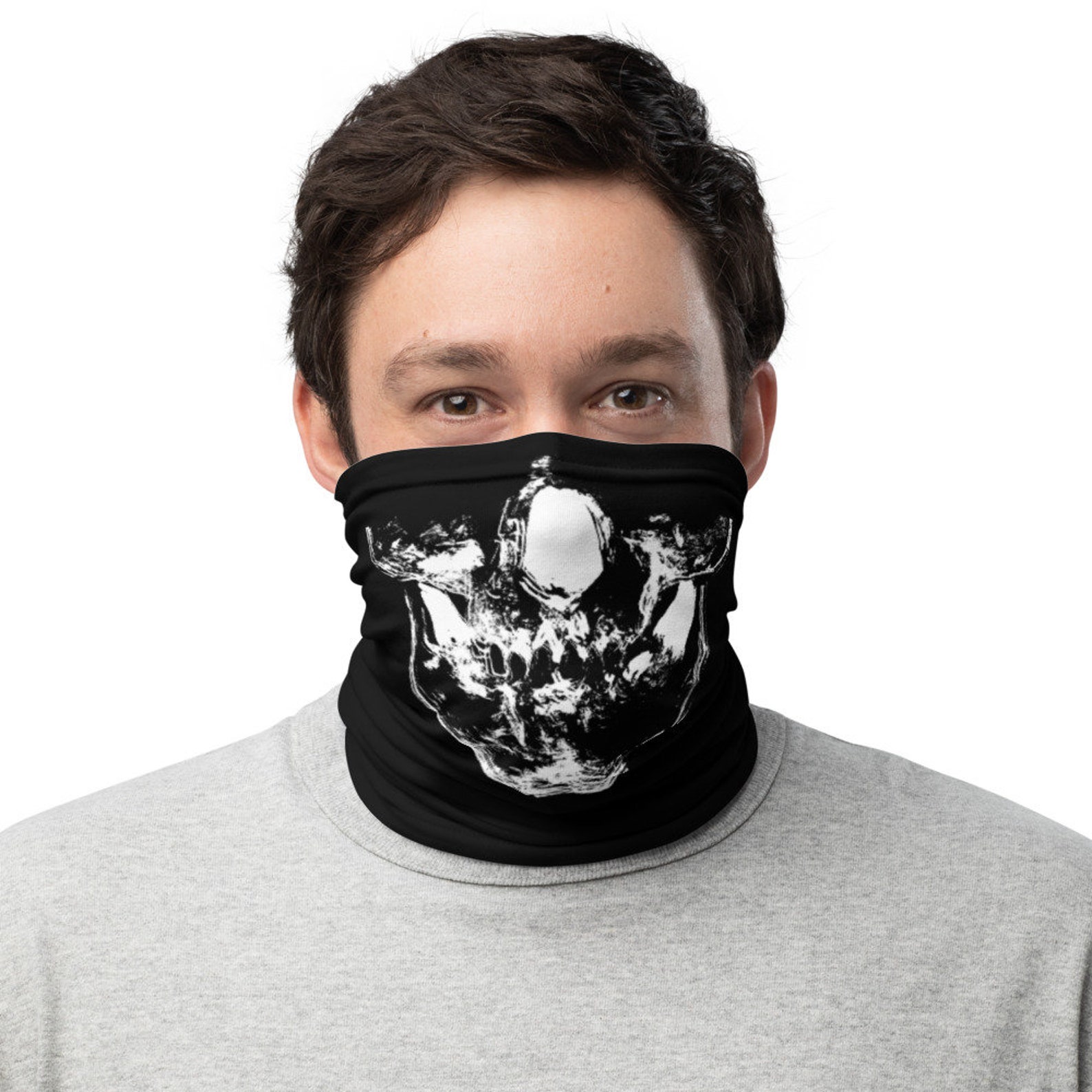 Black Neck Gaiter skeleton scar face skull face mask adult Etsy