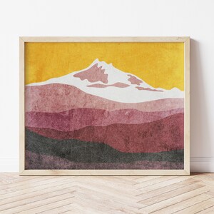 Mount Jefferson, Oregon, Mountain Illustration - 4x4, 5x5, 5x7, 8x8, 8x10, 12x12 Wall Art Print