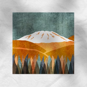 Mount St. Helens, Washington Mountain Illustration, Wall Art, 5x5, 8x8, 12x12, 16x16 Print