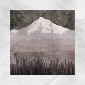 Mt Hood Wall Art - Mountain over Portland -  5x5, 8x8, 12x12, 16x16 Square Art Print