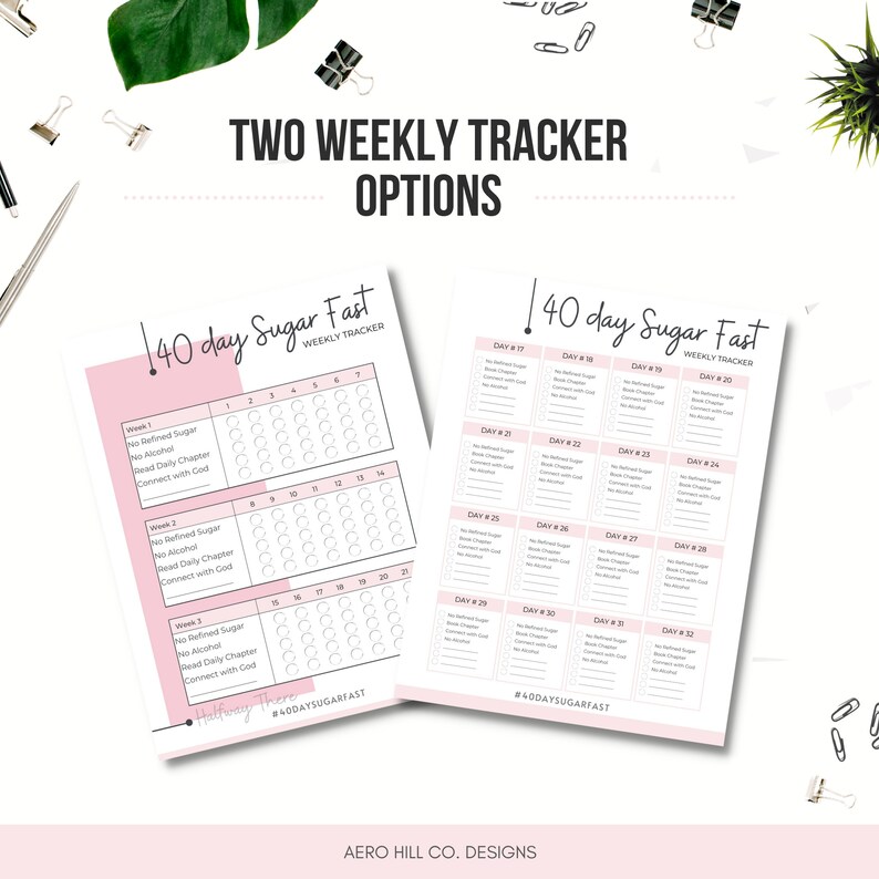 40 Day Sugar Fast Printable Progress Tracker PDF Social Etsy