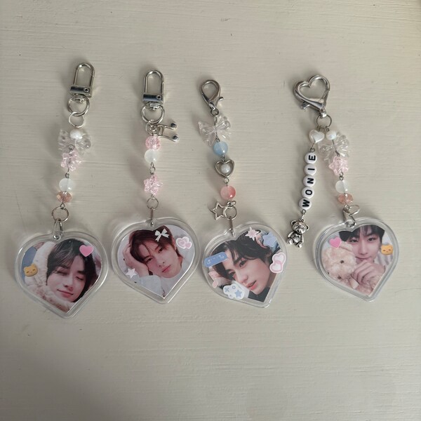 custom heart photo keychains