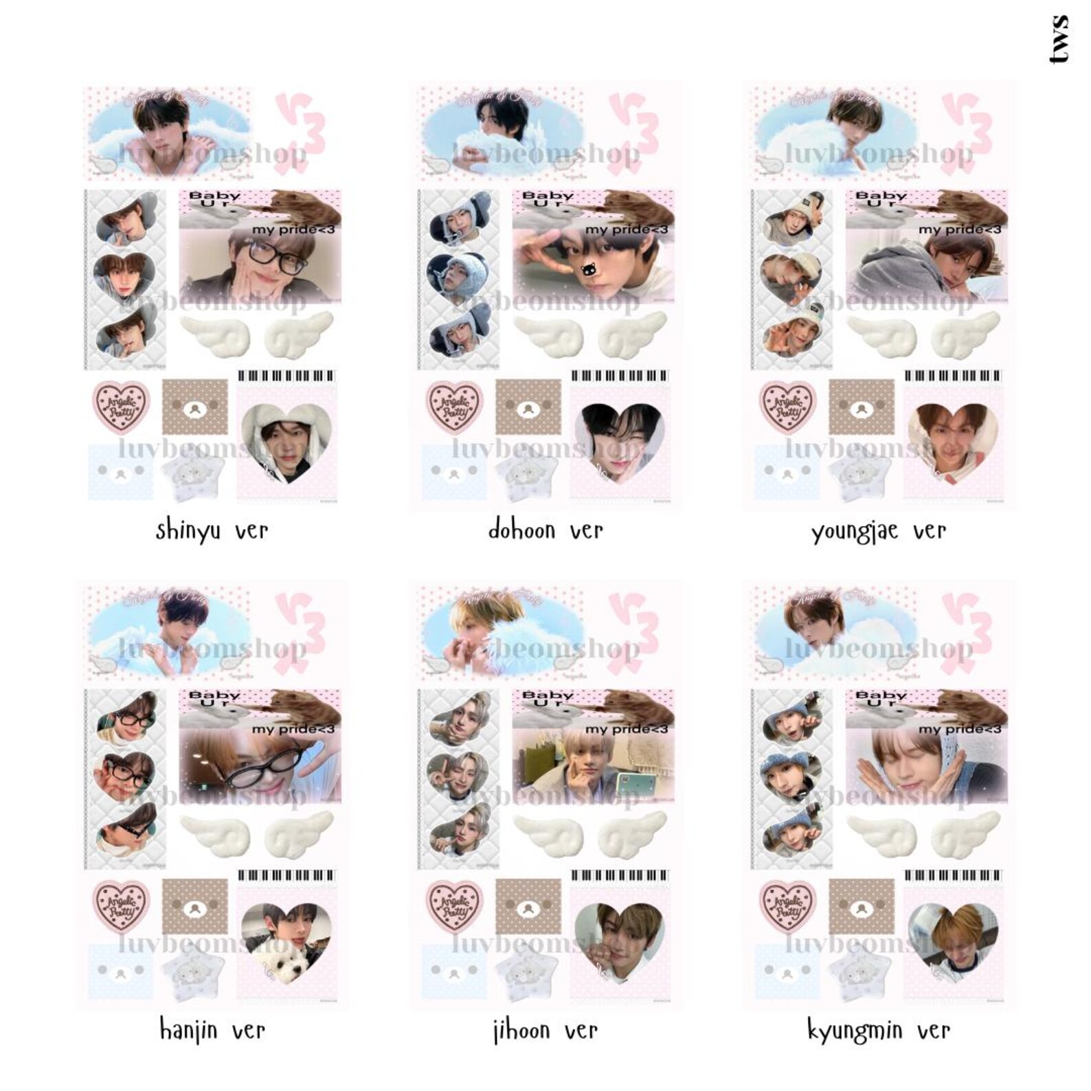 Sticker Tws Kpop Angel Sticker Sheets (includes Nct Wish, Tws, Cortis, Txt) - Etsy
