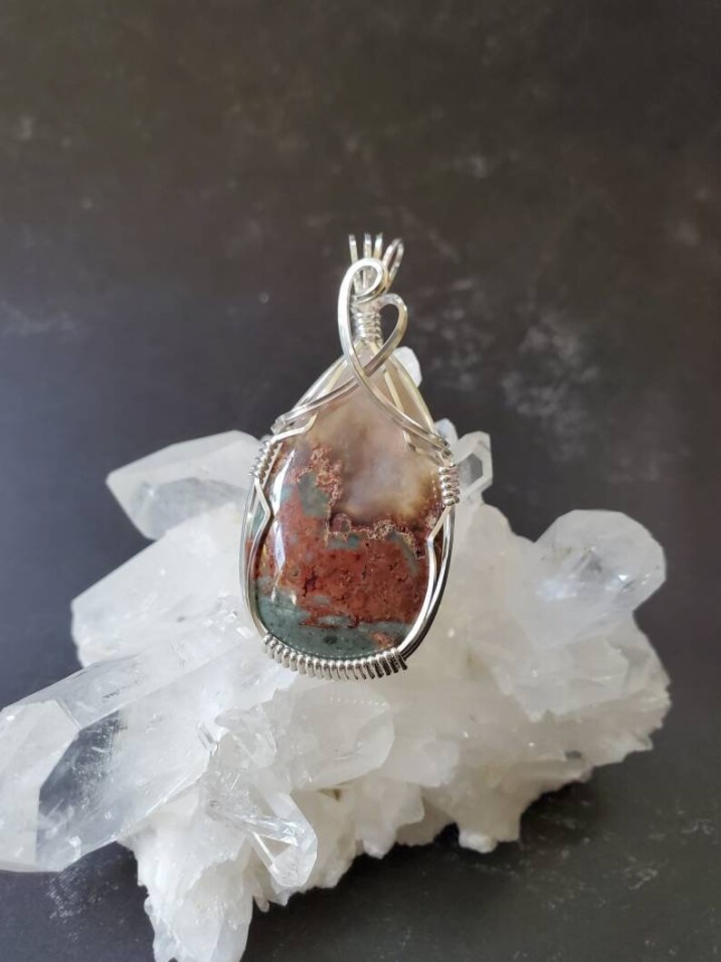 Prudent Man Gemstone Necklace Argentium Sterling Silver Wire Wrapped Pendant Prudent Man Jewelry Prudent Man Gemstone Pendant