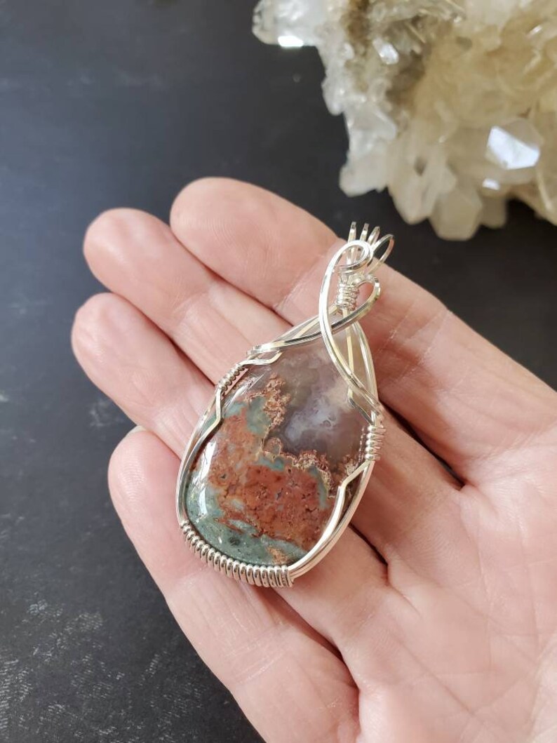 Prudent Man Gemstone Necklace Argentium Sterling Silver Wire Wrapped Pendant Prudent Man Jewelry Prudent Man Gemstone Pendant