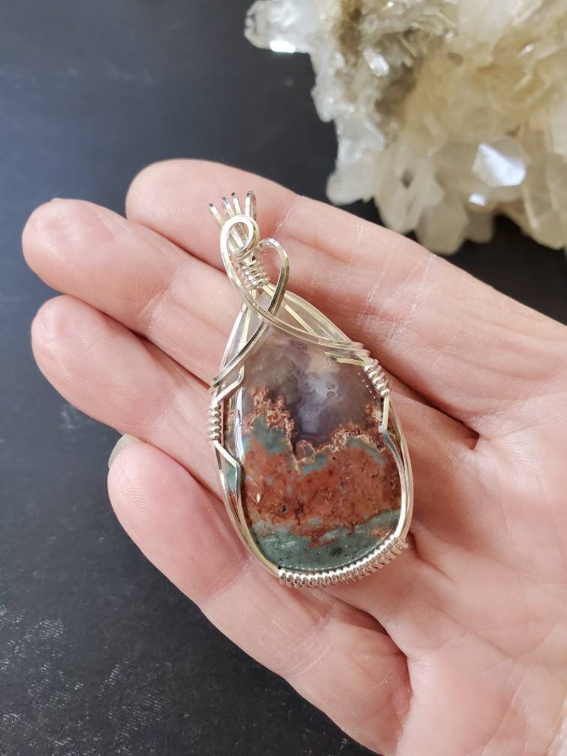 Prudent Man Gemstone Necklace Argentium Sterling Silver Wire Wrapped Pendant Prudent Man Jewelry Prudent Man Gemstone Pendant
