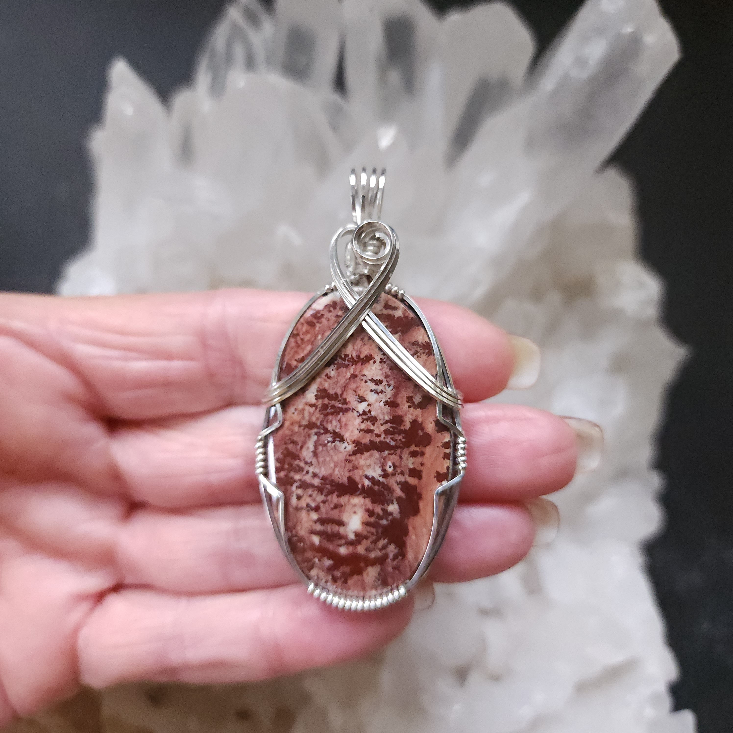 Large Mimbres Apache Rhyolite Gemstone Necklace, Argentium Sterling ...