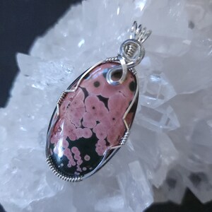 Ocean Jasper Gemstone Necklace, Argentium Sterling Silver Wire Wrapped Pendant, Ocean Jasper Gemstone Jewelry, Ocean Jasper Gemstone Pendant