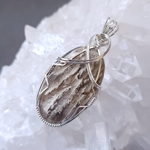 Purple Moss Chalcedony Gemstone Necklace, Purple Moss Chalcedony Gemstone Pendant, Argentium Sterling Silver Wire Wrapped Pendant