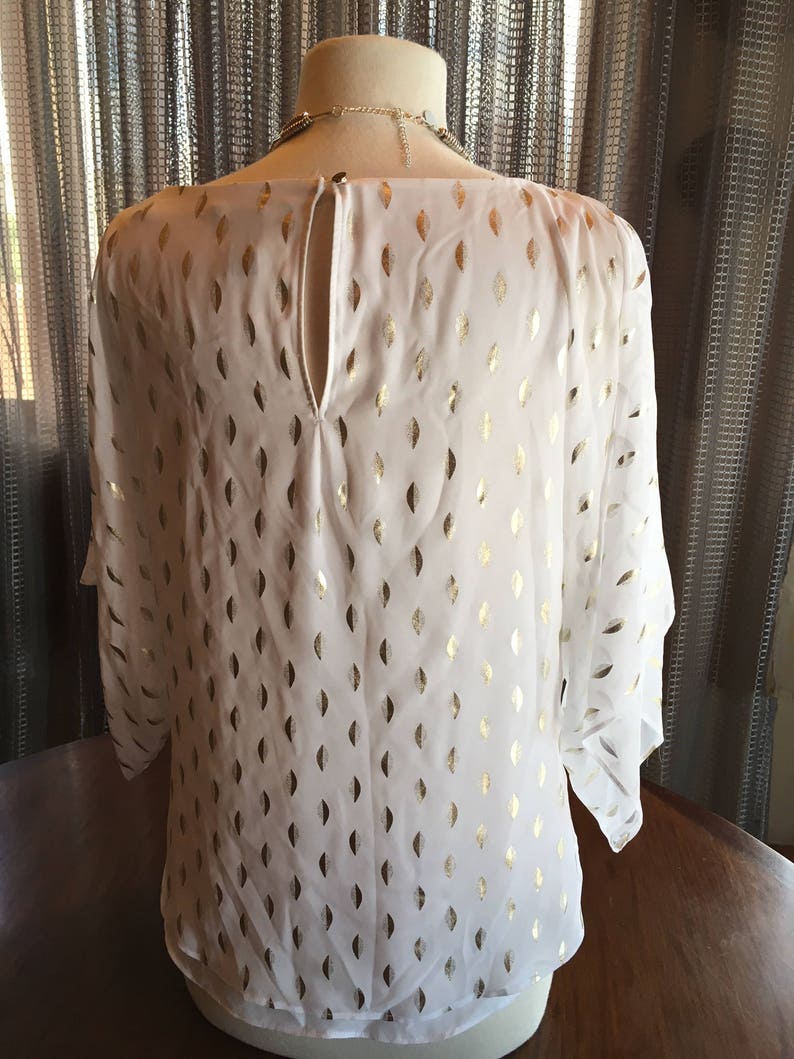 Custom S Couture set Silver and white leaf necklace with sheer silver and white flowing tunic Small 1086