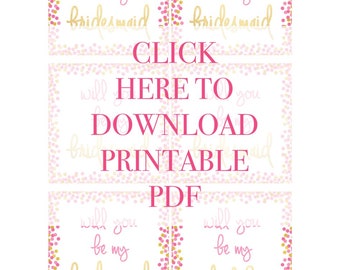 Tarjetas de confeti rosa de muy buen gusto para dama de honor imprimibles