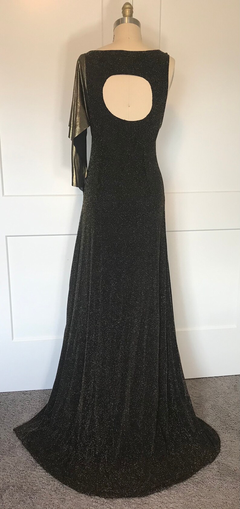 Black and Gold Evening Gown - Etsy