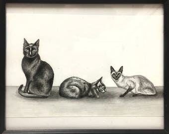 Triple Cat- Original Drawing