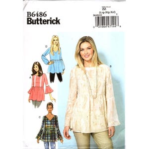 Butterick B6486 Misses L to XXL Peplum Tunic Tops Uncut Sewing Pattern New