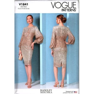 Patrón de costura sin cortar para vestido de cóctel para ocasiones especiales Vogue V1841, tallas 16 a 24
