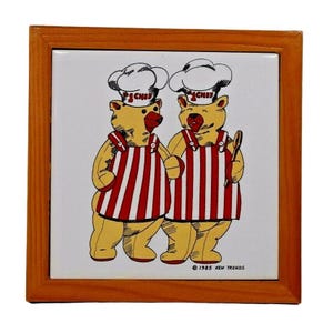 New Trends Chef Bears Kitchen Decoration Vintage Tile Trivet