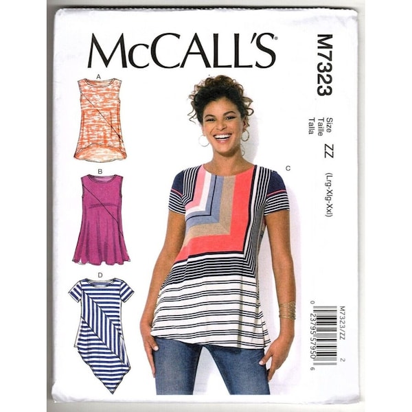 McCall's M7323 Misses Large to  XXL Tops and Tunics  Uncut Sewing Pattern New