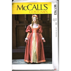 Patrón de costura sin cortes para vestido renacentista McCall&#39;s Costumes M7763 para señoritas de 14 a 22 años
