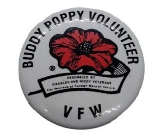 Veteranos de Guerras Extranjeras Buddy Poppy Voluntario Botón Solapa Sombrero Pin VFW Discapacitado