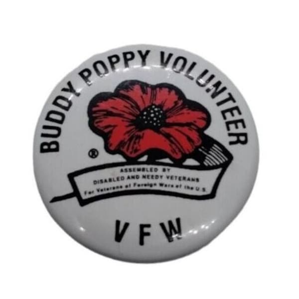 Veterans of Foreign Wars Buddy Poppy Volunteer Button Lapel Hat Pin VFW Disabled