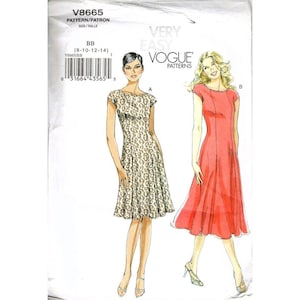 Very Easy Vogue V8665 Misses 8 to 14 Princess Seam Dress Uncut Sewing Pattern