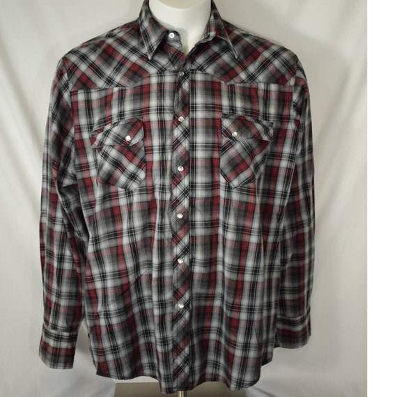 Men's Wrangler Wrancher Long Sleeve Plaid Shirt Size XL - Etsy