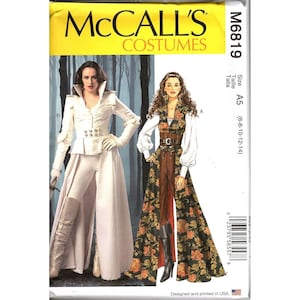 Patrón de costura para abrigos, tops, corsé y cinturón para disfraz McCall&#39;s M6819 para señoras de 6 a 14 años