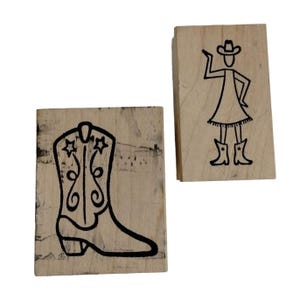 Deadbeat Designs Cowgirl and Western Boots zestaw 3-calowych pieczątek gumowych