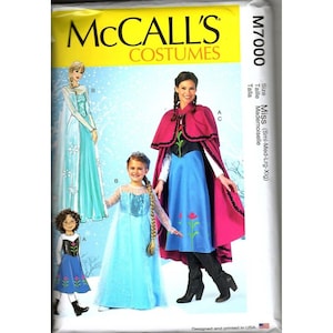 McCalls M7000 Misses S to XL Frozen Elsa and Anna Costume Uncut Sewing Pattern
