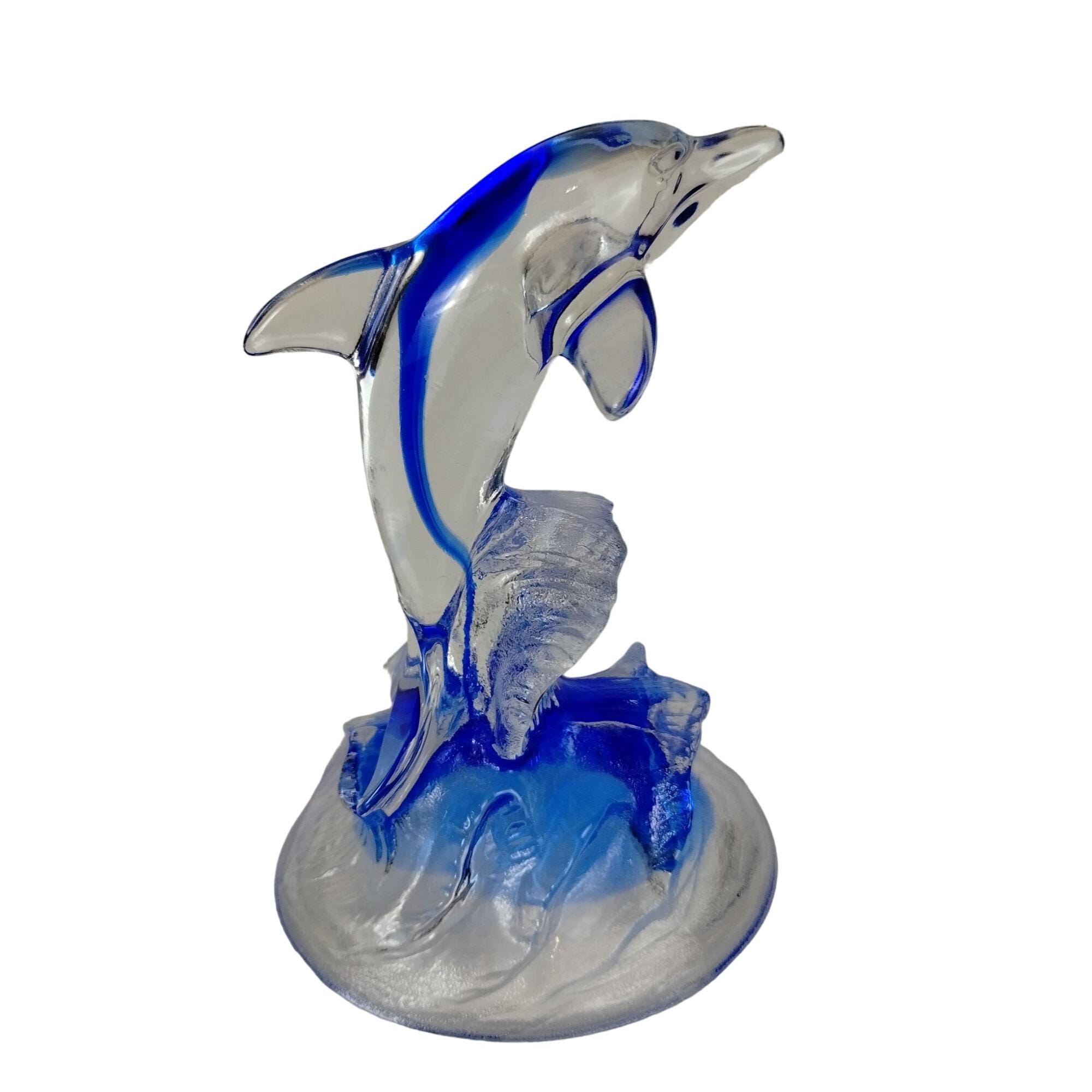 Cristal D'arques Lead Crystal 6 Inch Ocean Blue Dolphin