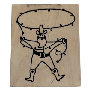 Laço de corda leve de Papai Noel Cowboy Deadbeat Designs Carimbo de borracha de 3 polegadas