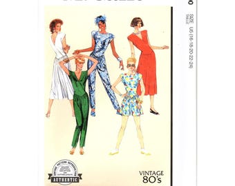 McCalls M8500 Misses 16 to 24 80s Style Dress and Jumpsuit Uncut Sewing Pattern