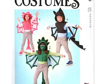 Patrón de costura sin cortar de capa y máscara de dragón McCall's M8225 para niñas o niños de 3 a 8 años