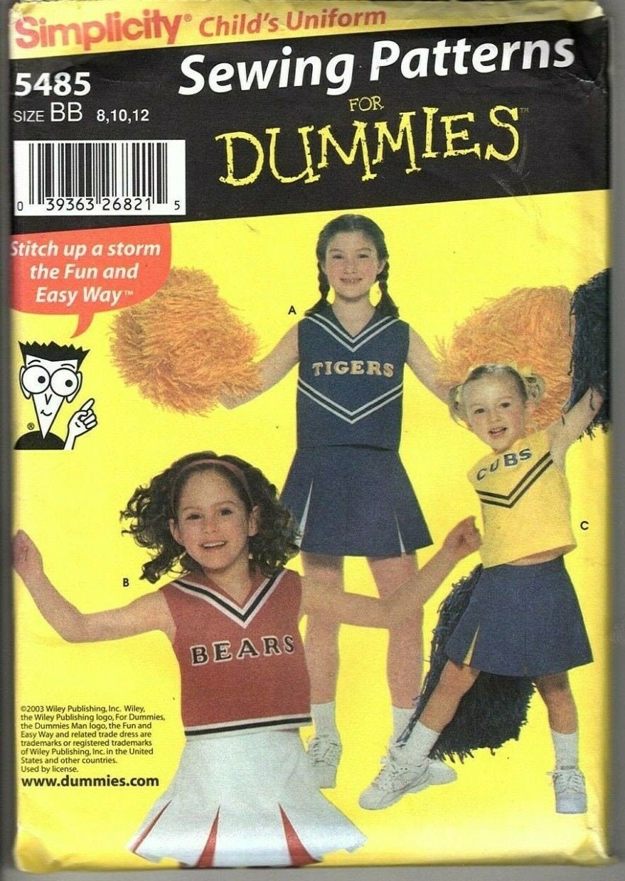 Simplicity Sewing Patterns for Dummies Childs Cheerleader Etsy
