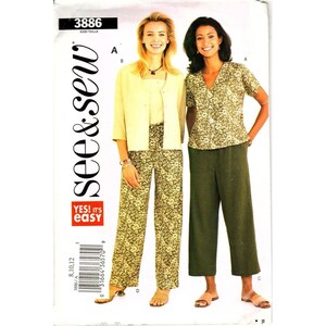 McCalls 6373 Misses 8 to 12 Very Easy Jacket, Top and Pants Uncut Sewing Pattern