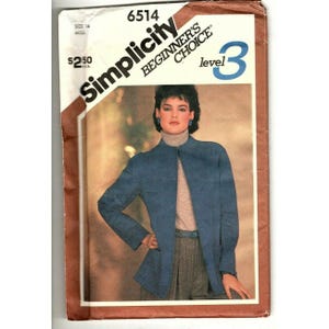 Simplicity 6514 Misses Size 14 Unlined Jacket Vintage 1984 UNCUT Sewing Pattern