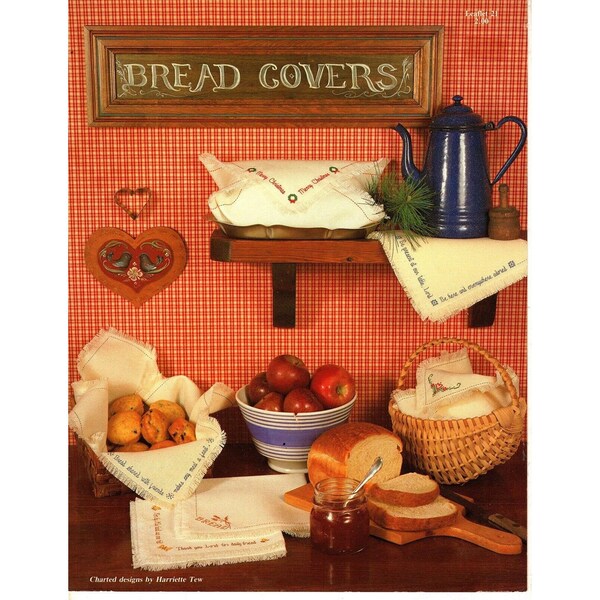 Cubiertas de pan de Harriet Tew Bread Cloth Counted Cross Stitch Pattern 1983