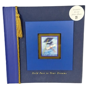 Álbum de fotos troquelado de graduación de 12 x 12 pulgadas, álbum de recortes, soporte para diploma
