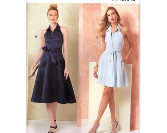 Vogue V2103 Misses 18 to 26 Halter Dress Uncut Sewing Pattern With Two Lengths