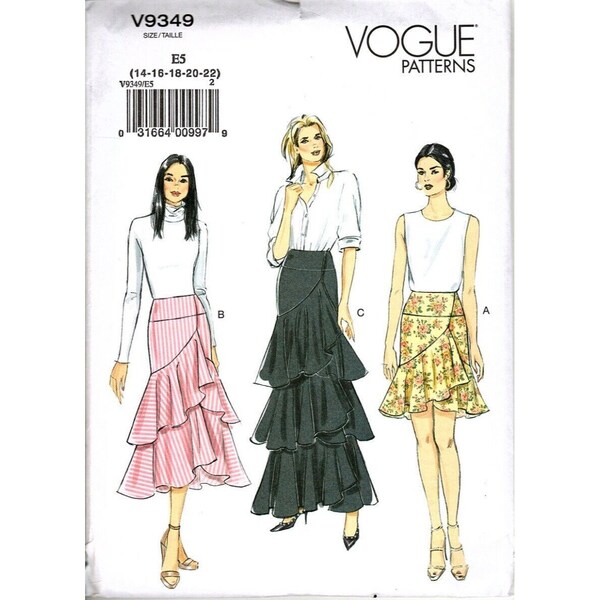 Vogue V9349 Misses 14 to 22 Tiered Wrap Skirt Uncut Sewing Pattern