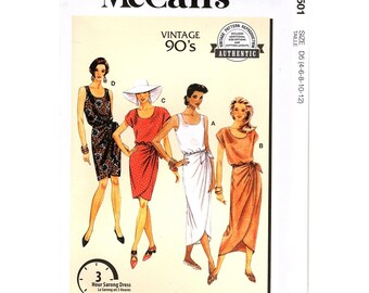 McCalls M8501 Misses 4 to 12 90s Style Sarong Dress Uncut Sewing Pattern